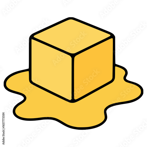 cube melted butter flat color vector illustration template design