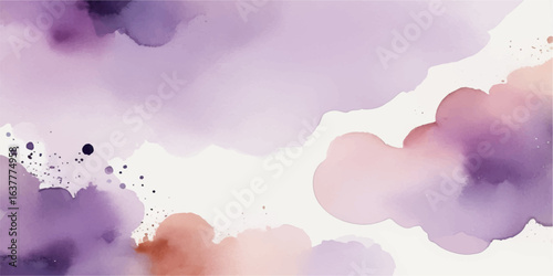 Abstract colourful watercolour background with clouds and soft sky atmosphere