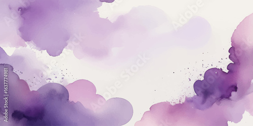 Abstract pink watercolour background with clouds and bright sky atmosphere