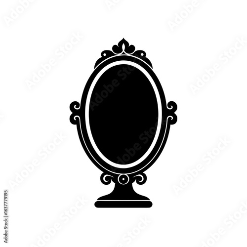 Elegant mirror design on transparent background silhouette
