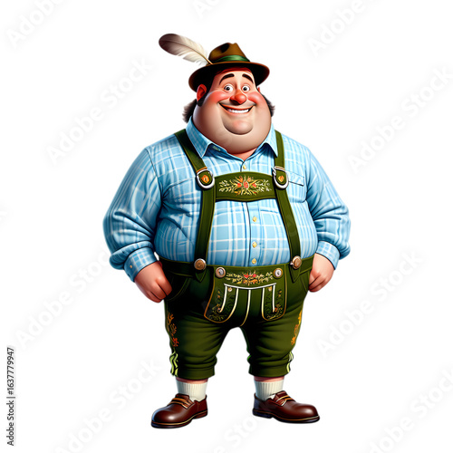 Jolly Bavarian Man A Charming Illustration of Traditional German Attire isolated on transparent background