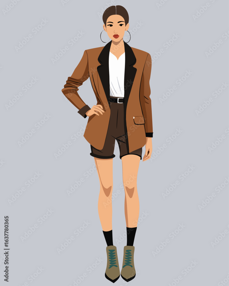 Fototapeta premium Creative Female Outfit Ideas Editable Vector – Fashion Illustration, Character Design, Digital Costume Concepts, Stylish Clothing Inspiration for Brands