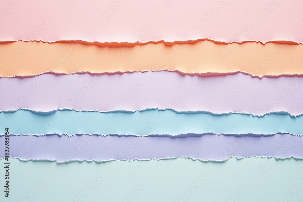 Fototapeta premium Pastel paper layers torn edges soft colors pink