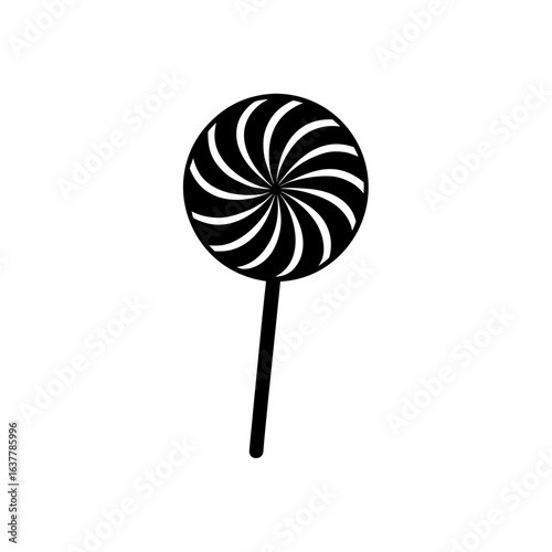 Swirl lollipop candy on transparent background silhouette