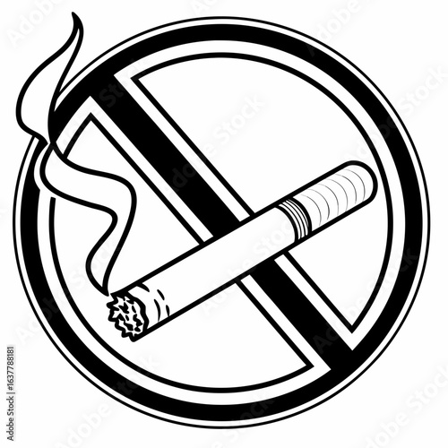 No Smoking Sign with Cigarette Icon and Multiple Variations