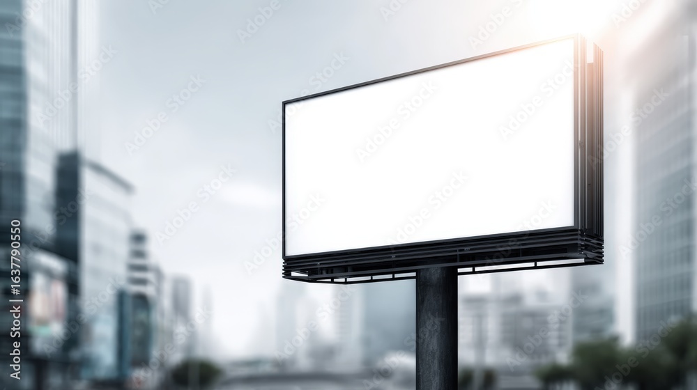 Fototapeta premium Billboard Mockup in Urban Setting: Ideal for Advertising and Marketing Campaigns, High-Resolution Display