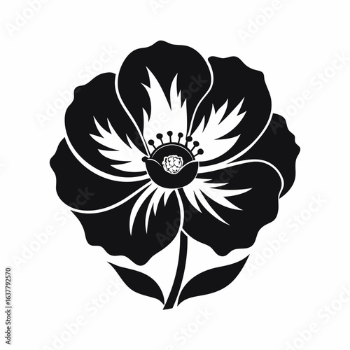 Black and White Poppy Flower Vector for Holocaust Remembrance – International Holocaust Remembrance Day 2026