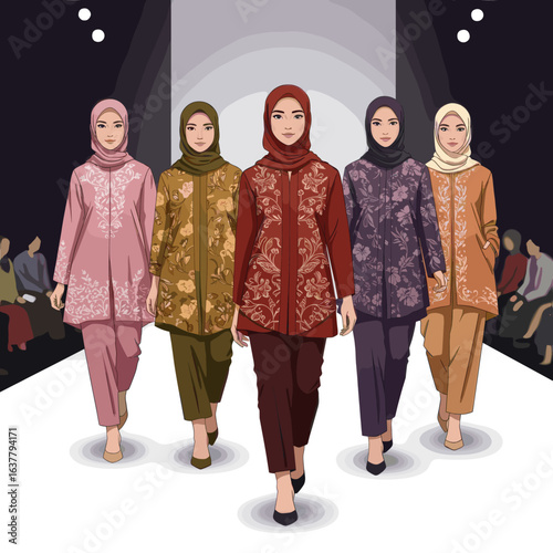 traditional Indonesian attire, one wearing a crown and the other in modest clothing with a hijab, symbolizing cultural diversity.