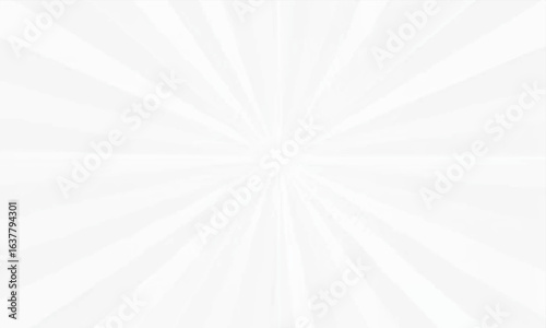 White gray sunburst vector with vintage style rays and swirl line pattern. Vintage sunburst illustration in white and gray with swirl line details