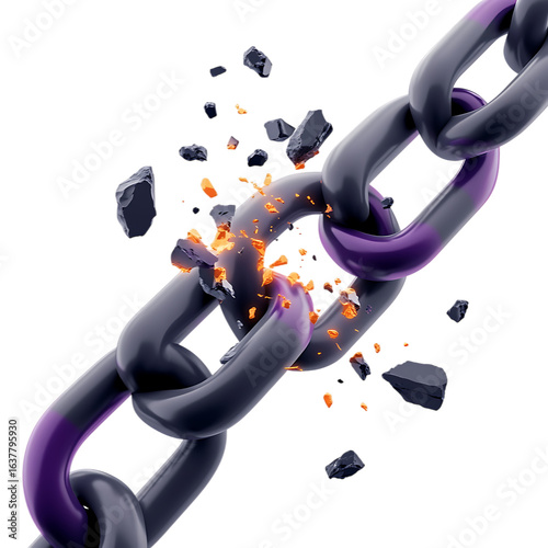 Broken chain symbolizing freedom and strength