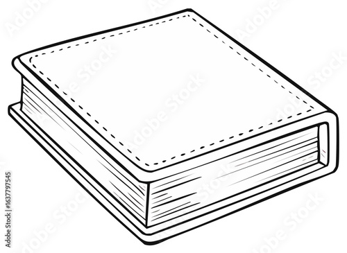 Illustration of a Blank White Hardcover Book Lying Down Ready for Writing Reading or Drawing