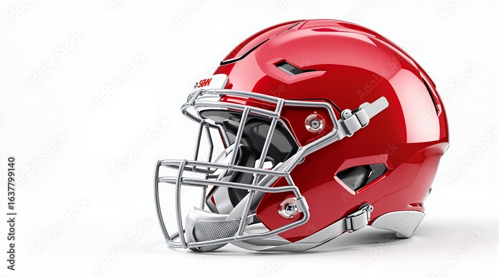 Fototapeta premium High-Gloss Red Football Helmet Pro-Style Design, Premium Quality