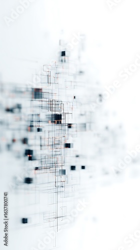 Abstract network of geometric elements on white