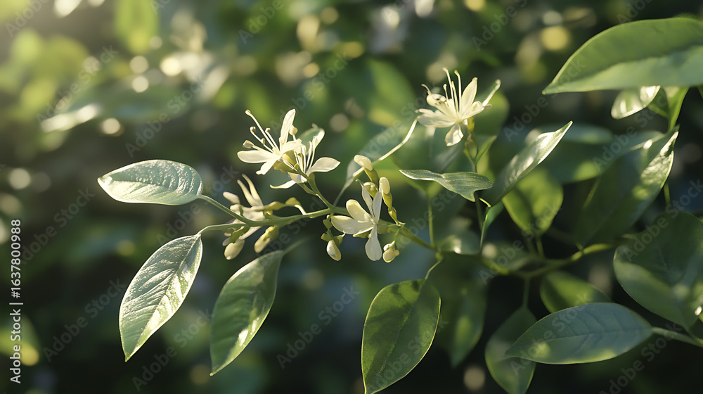 Fototapeta premium Delicate blossoms and leaves