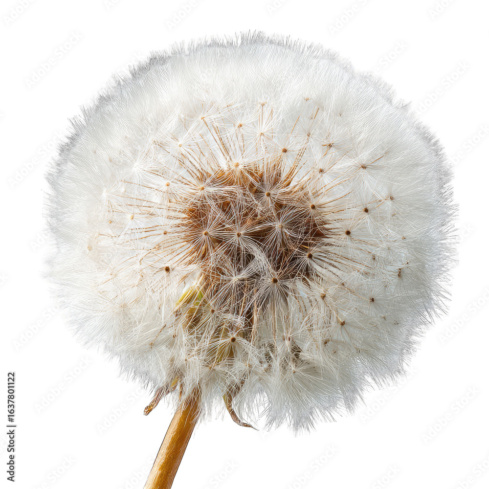 Fototapeta premium Dandelion seed head close-up, nature background, botanical study, for design