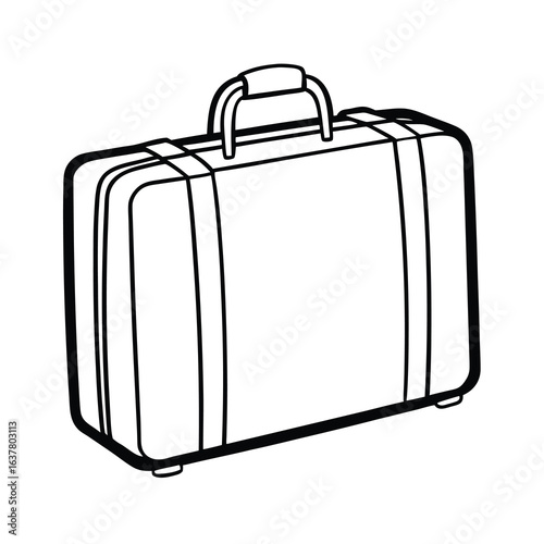 a line art drawing of a suitcase illustration on white background 