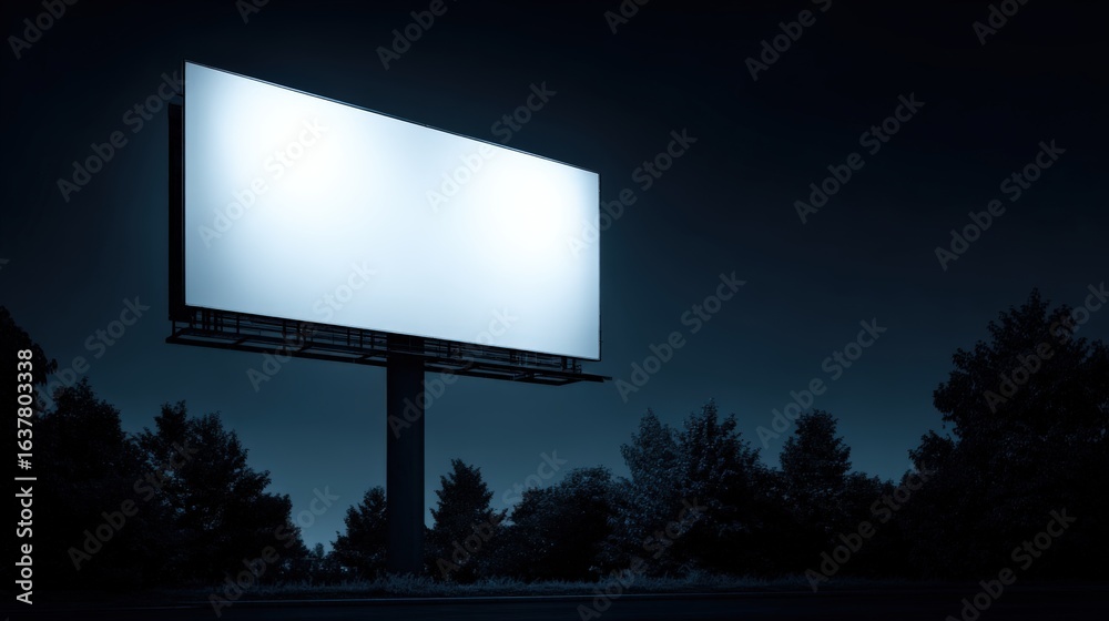 Fototapeta premium Billboard at Night Blank Advertisement Space for Marketing Campaigns in a Dark Urban Setting