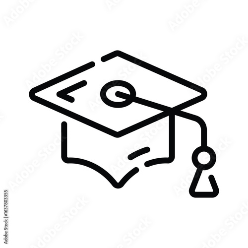 Easy to edit outline icon of graduation mortarboard cap