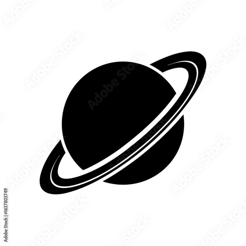 Saturn planet simple on transparent background silhouette