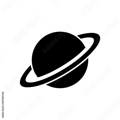 Planet with ring icon on transparent background silhouette