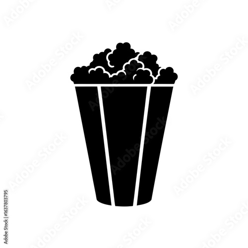 Popcorn bucket icon on transparent background silhouette