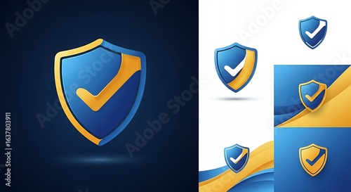 Secure Verified Shield Logo Design 3D Blue Gold Checkmark Icon for Branding Free Download Secure Verified Shield Logo Design 3D Blue Gold Checkmark Icon for Branding - GFXLoad