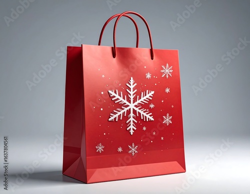 Red shopping bag with snowflake design