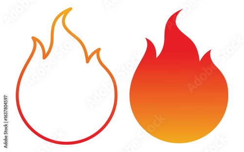 Fire icons for design. concept flame, fire, icon, vector illustration in flat style 