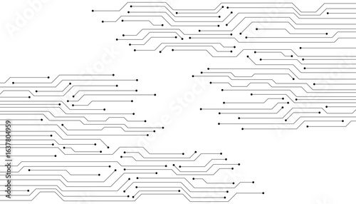 Black line circuit computer technology futuristic on white background design creative vector
