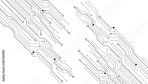 Black line circuit computer technology futuristic on white background design creative vector