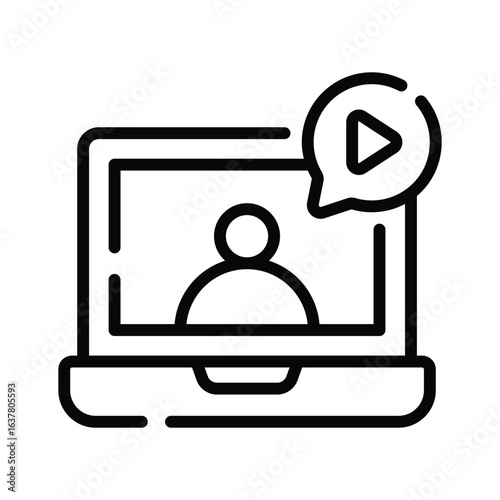 A line style icon of tutorial video screen