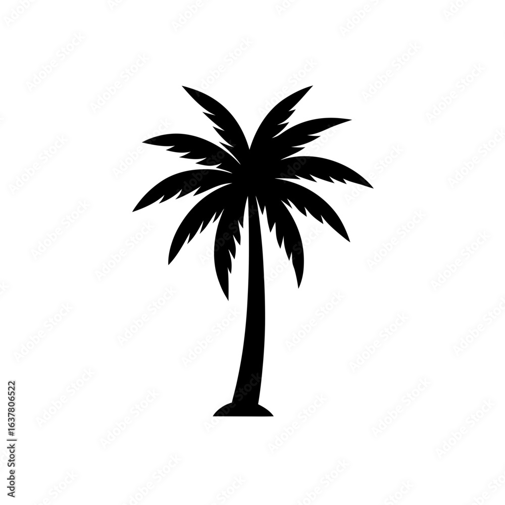 Obraz premium Silhouette palm tree on transparent background
