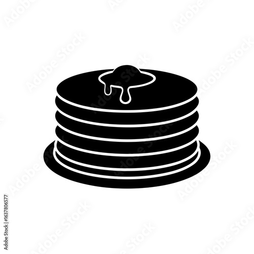 Pancakes stack syrup on transparent background silhouette