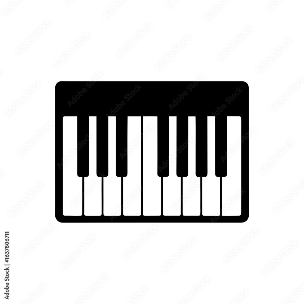 Piano keyboard icon on transparent background silhouette Piano keyboard icon on transparent background silhouette