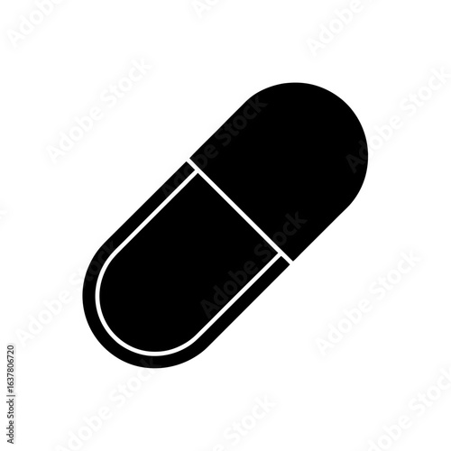 Isolated capsule pill on transparent background silhouette
