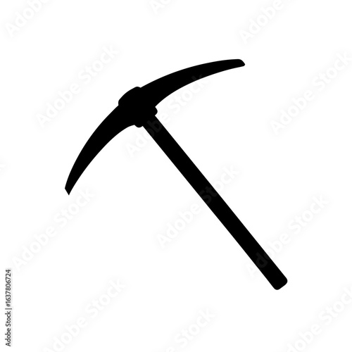 A pickaxe in black on transparent background silhouette
