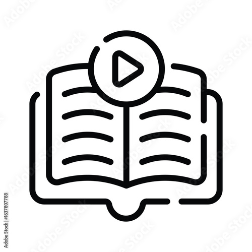 A line style icon of recorded video course display