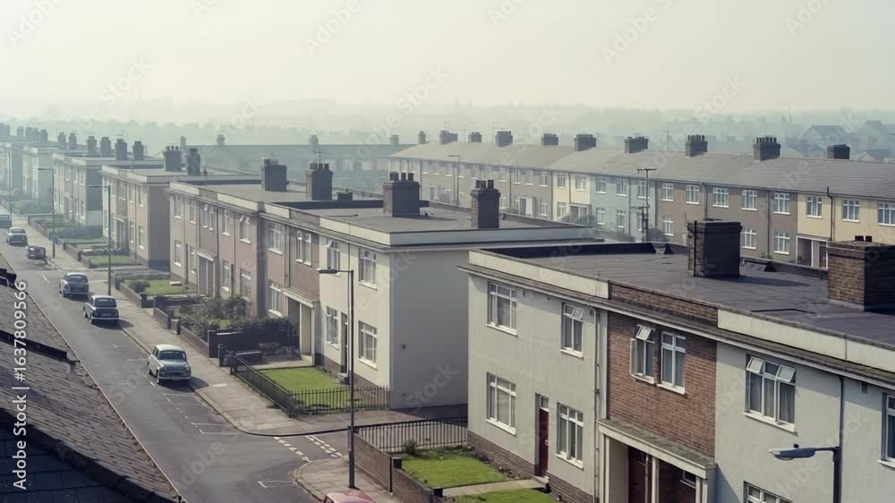 drone view of a classic suburban town street drone view of a classic suburban town street