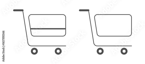 Set of shopping cart design icon vector illustration. Market, basket, online, add to cart