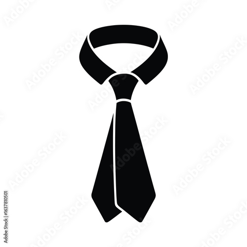 Classic black necktie on white background