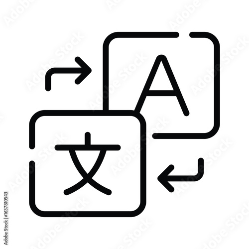 A premium outline icon showing language learning