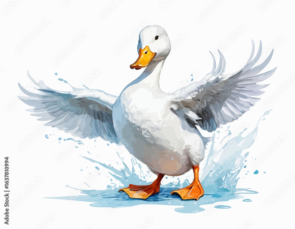 Fototapeta premium Beautiful Colorful Duck with white background vector