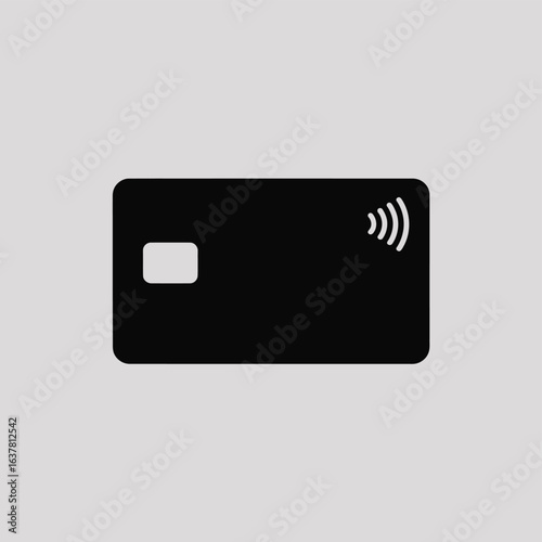 Black credit card with contactless payment symbol