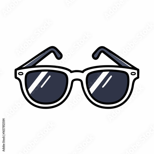 Minimalist Vector SVG Icon of Sunglasses with Black Frame and Dark Lenses in Flat Design Style for Web and App Interfaces
