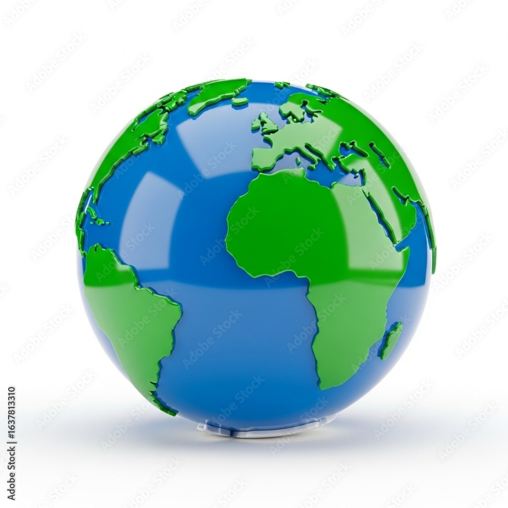 Fototapeta premium 3D Earth globe showing continents, ideal for global business, travel, and environmental concepts