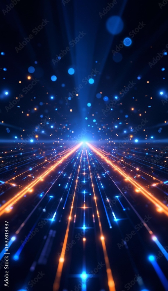 Naklejka premium Radiant Light Beams Converging in a Cosmic Display