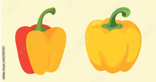 Vibrant Yellow Bell Pepper Vector Clipart