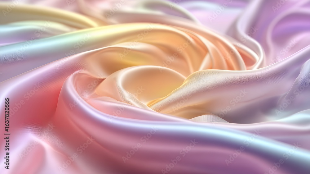 Fototapeta premium Close-up view of draped, iridescent silk fabric.