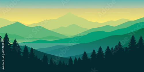 Serene forest breeze gradient with calming green and mint hues perfect for refreshing advertisements and nature inspired designs