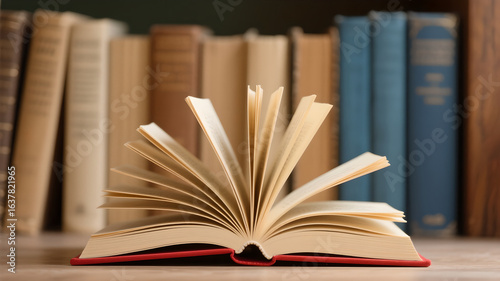 stack of old books on the table